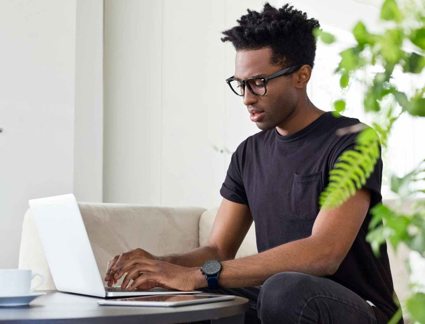 Teenage boy working on a computer
